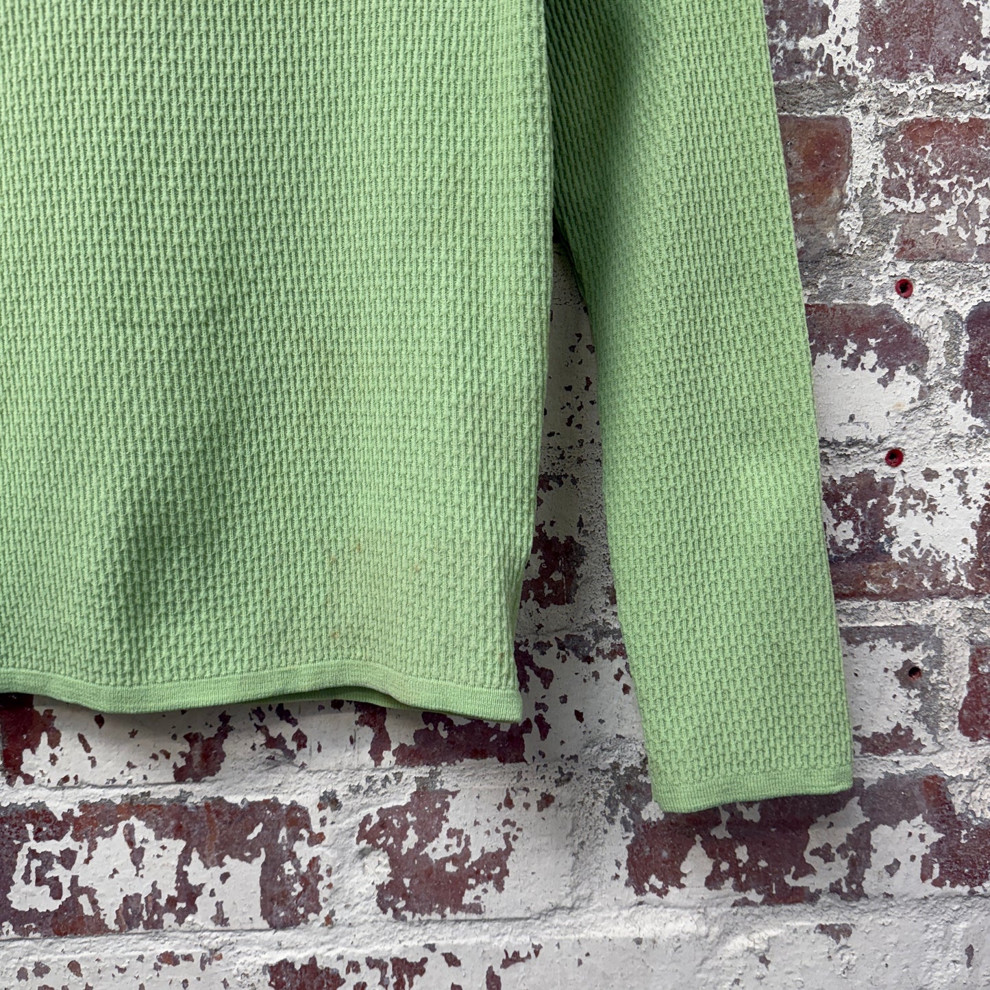 1970s Green Patterned Long Sleeve Top