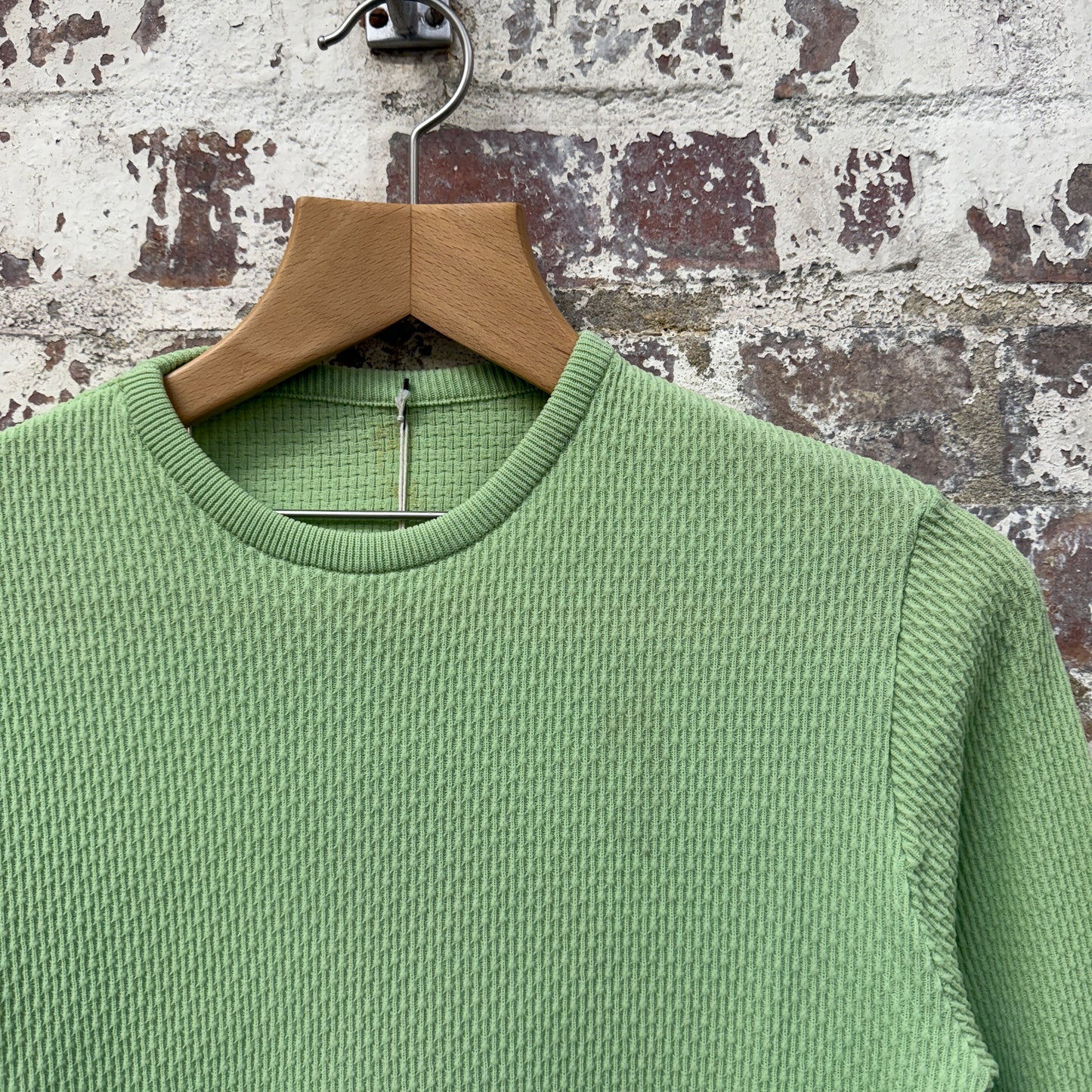 1970s Green Patterned Long Sleeve Top
