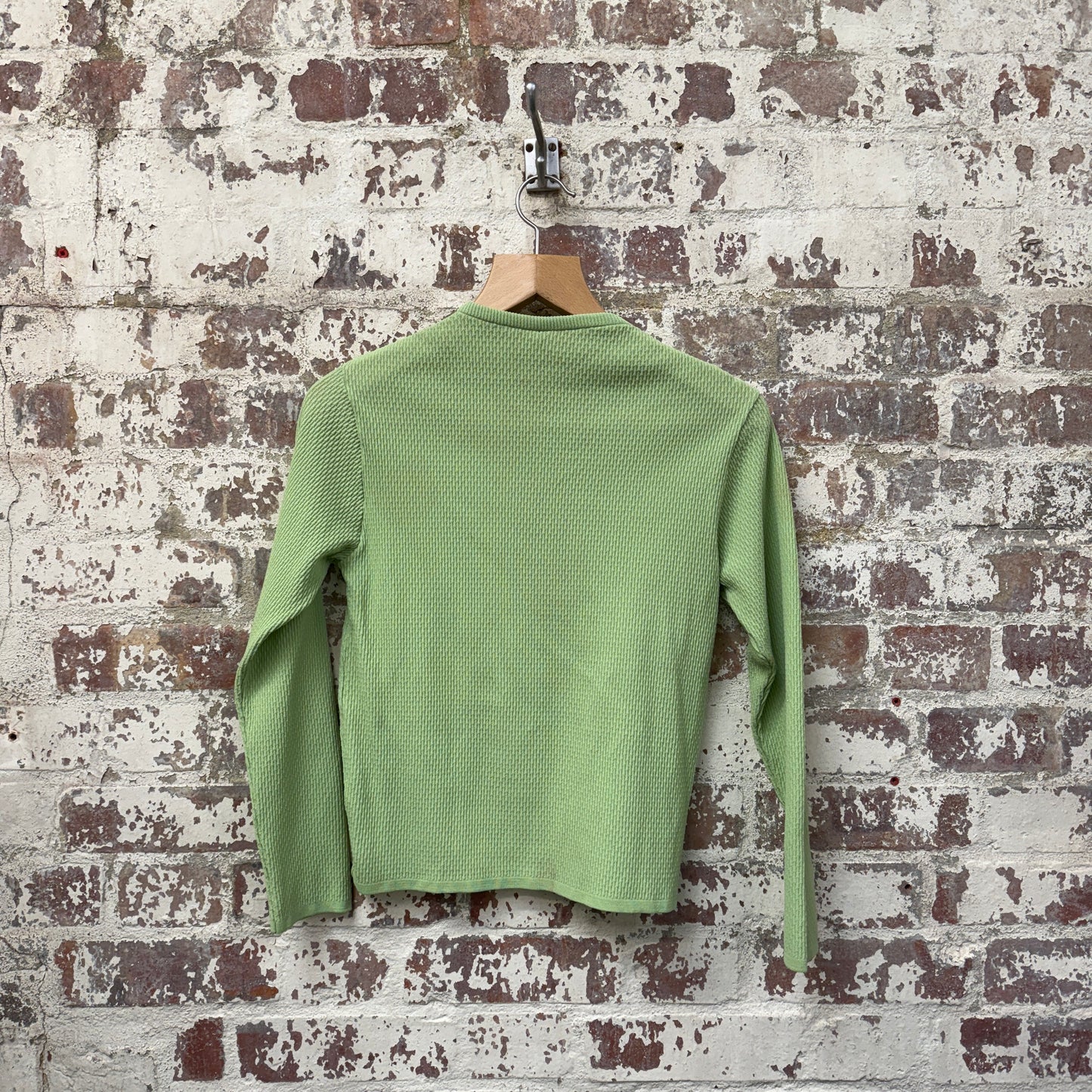 1970s Green Patterned Long Sleeve Top