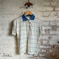 1980s Beige Striped Polo Shirt Top