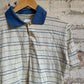 1980s Beige Striped Polo Shirt Top