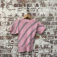 1980s Pink Striped Knitted Short Sleeved Jumper
