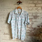 1980s White Patterned Leisure Button Shirt