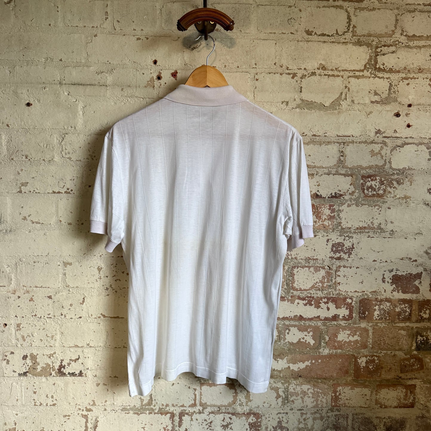 1980s White Ellesse Polo Shirt Top