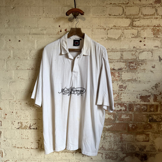 1990s White Guinness Polo Shirt Top