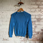 1960s Blue Wool Knitted Shoulder Button Jumper