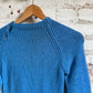 1960s Blue Wool Knitted Shoulder Button Jumper
