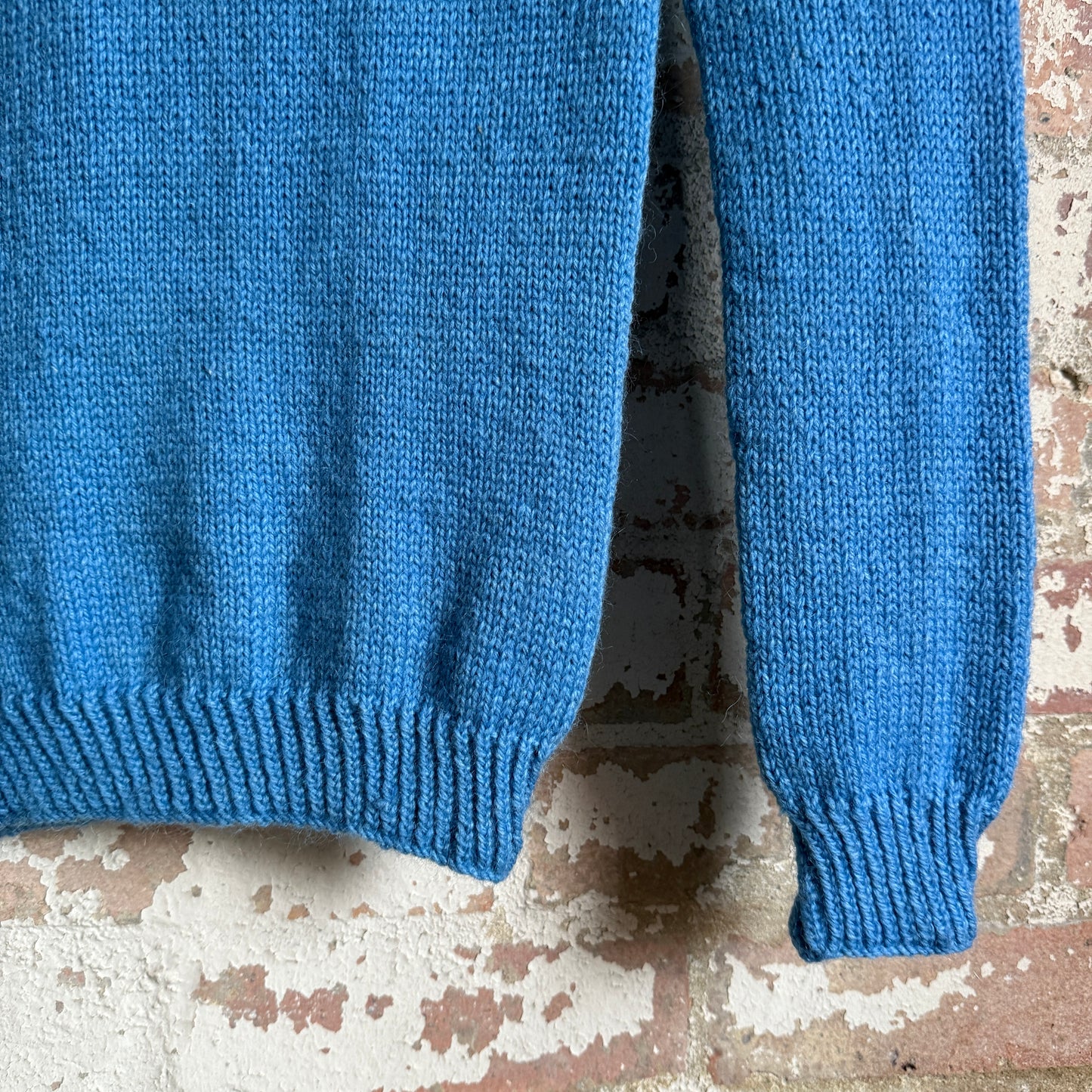 1960s Blue Wool Knitted Shoulder Button Jumper