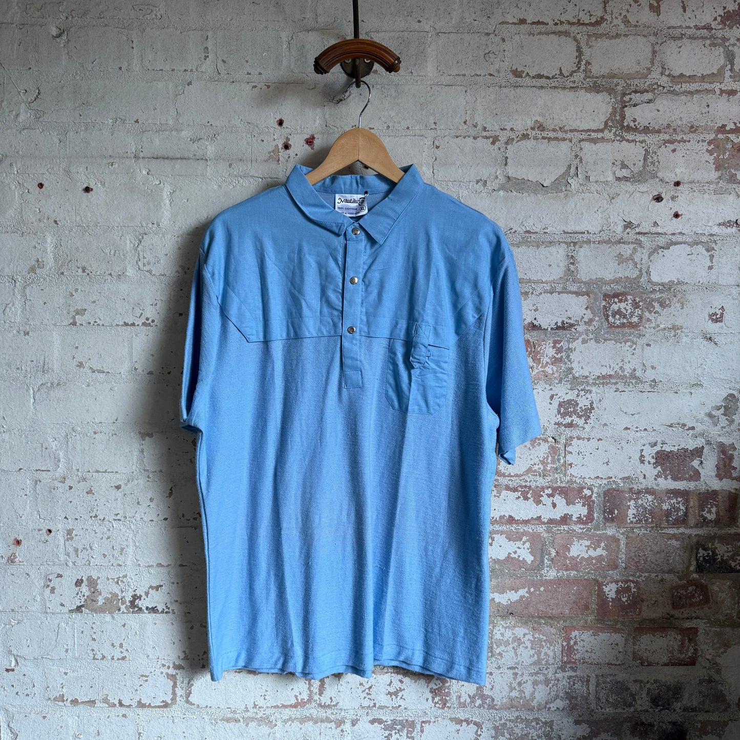 1980s Blue Cotton Design Shirt