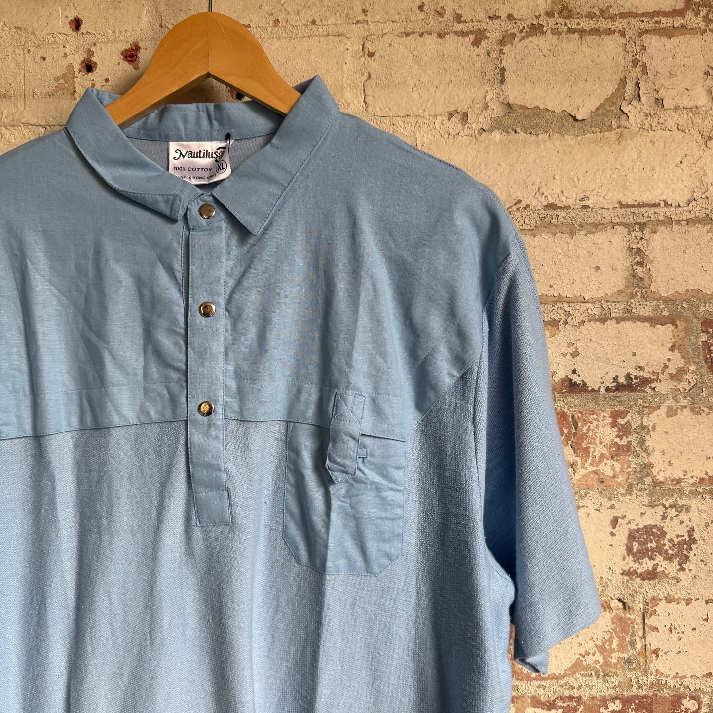 1980s Blue Cotton Design Shirt