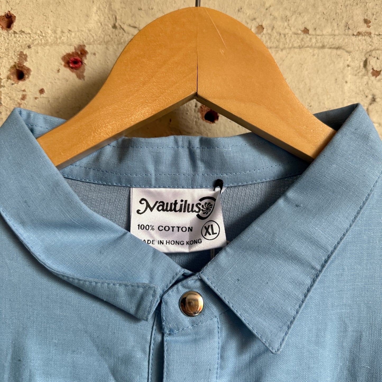 1980s Blue Cotton Design Shirt