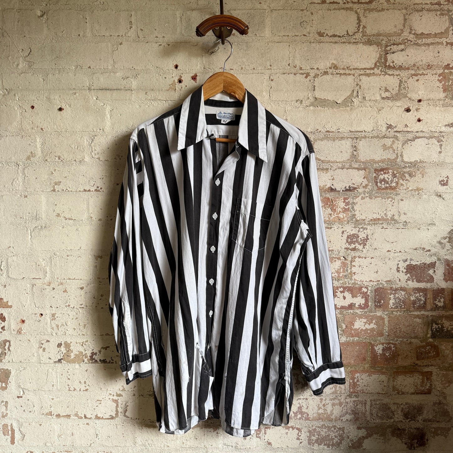 1950s Black and White Rayon Referee Shirt