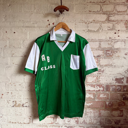 1970s Green Velvet Flocked Print Shirt