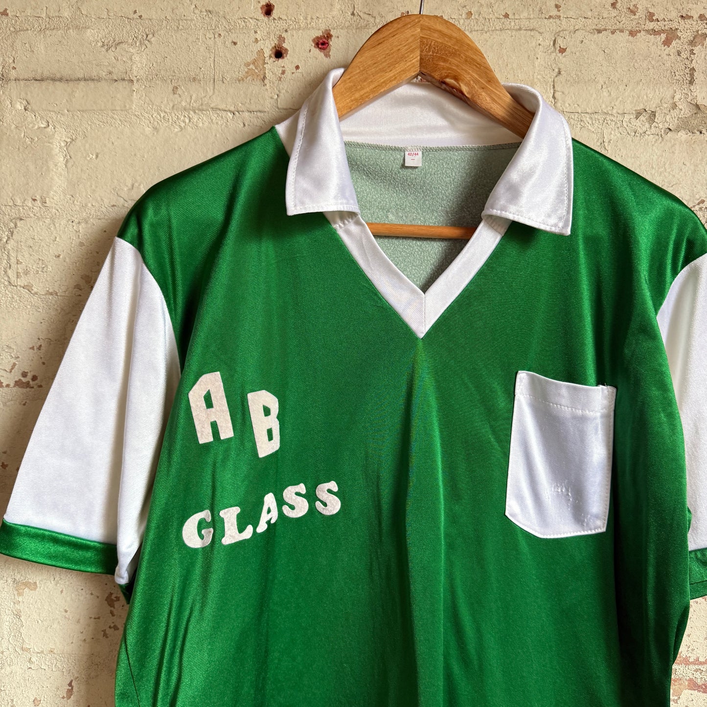 1970s Green Velvet Flocked Print Shirt