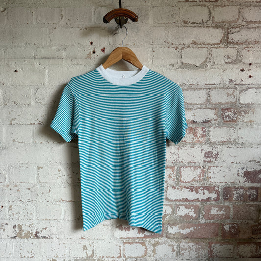 1960s Turquoise Striped Surf T-Shirt