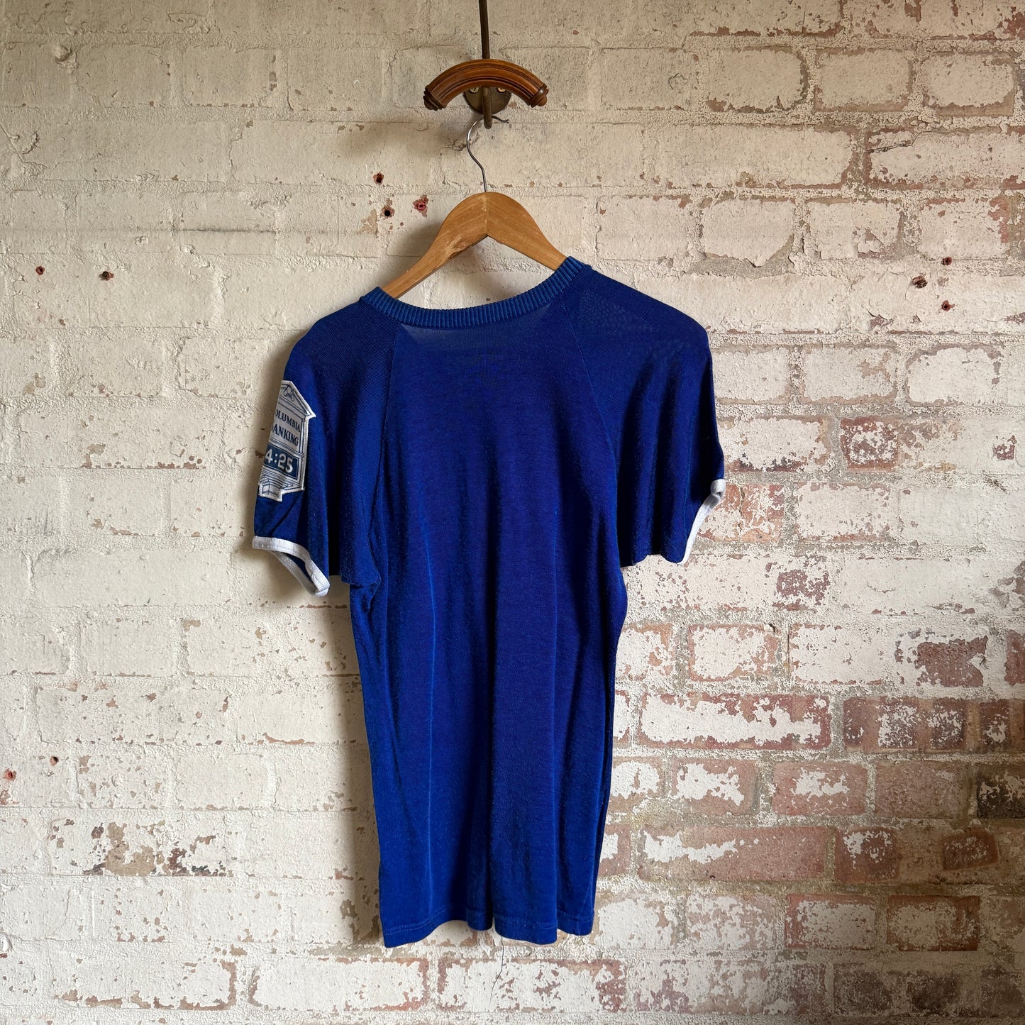 1960s Blue Columbia Banking Rayon Shirt