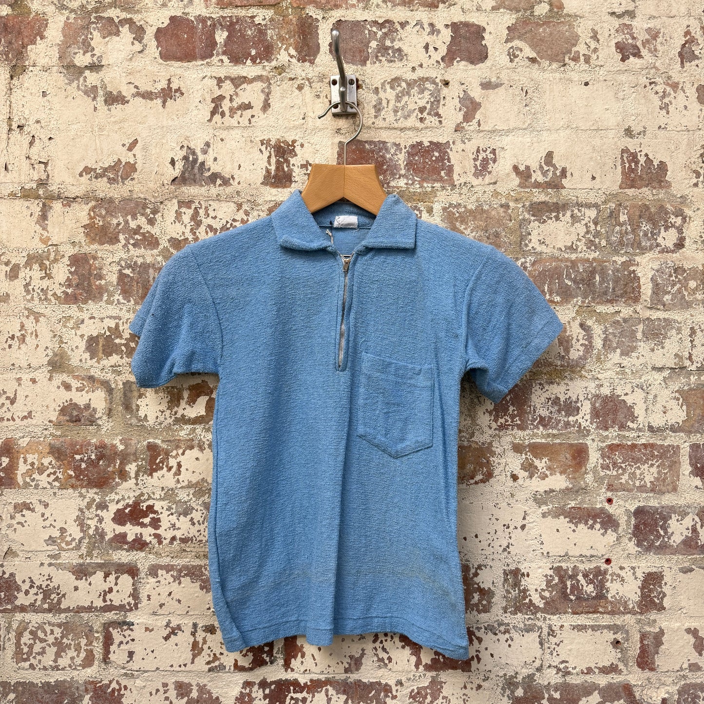 1970s Blue Towelling Zip Shirt