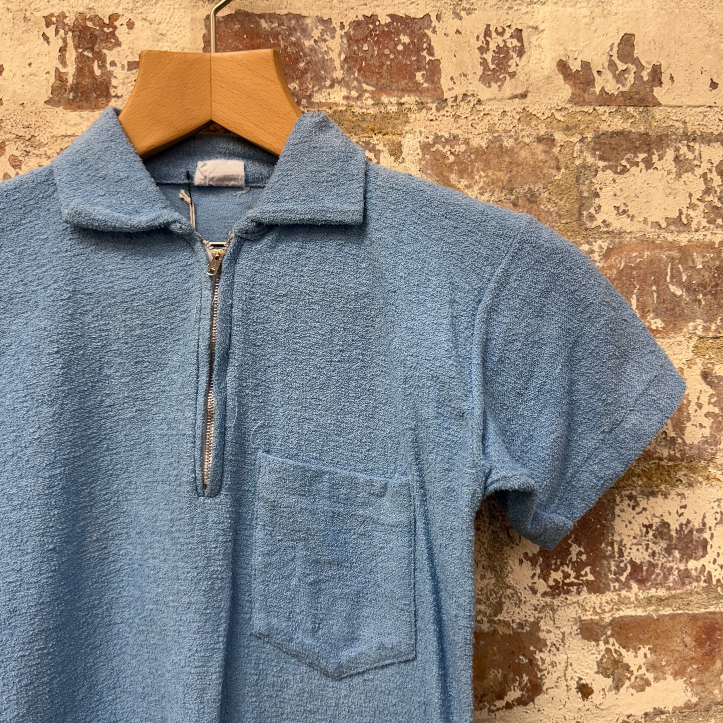 1970s Blue Towelling Zip Shirt