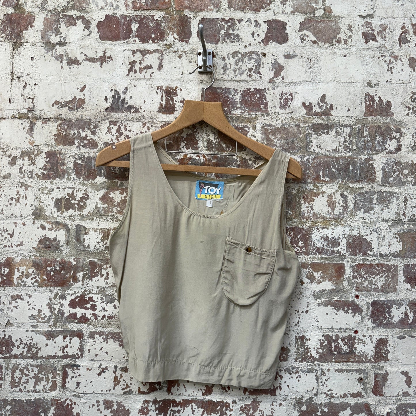 1970s Beige Silk 'Toy Girl' Blouse