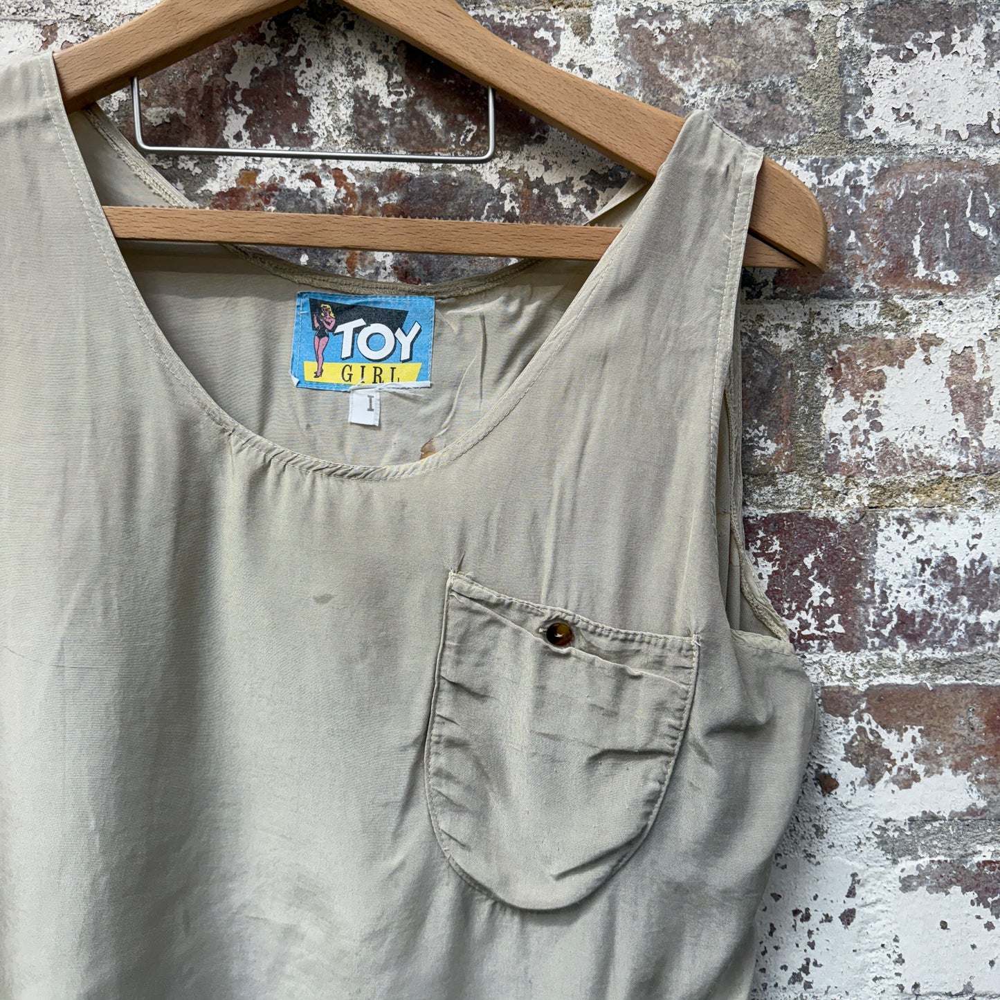 1970s Beige Silk 'Toy Girl' Blouse