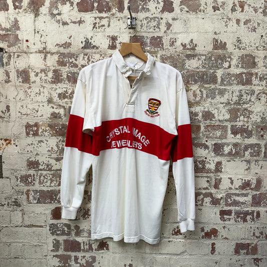 1990s White Graphic Rugby Jumper