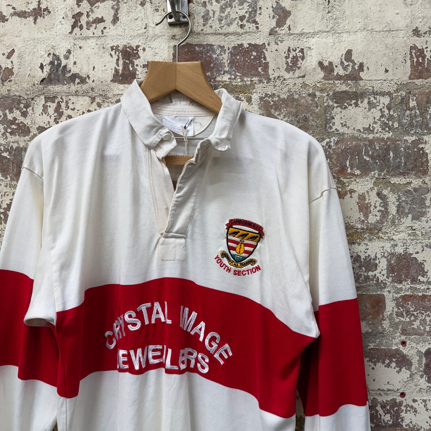 1990s White Graphic Rugby Jumper