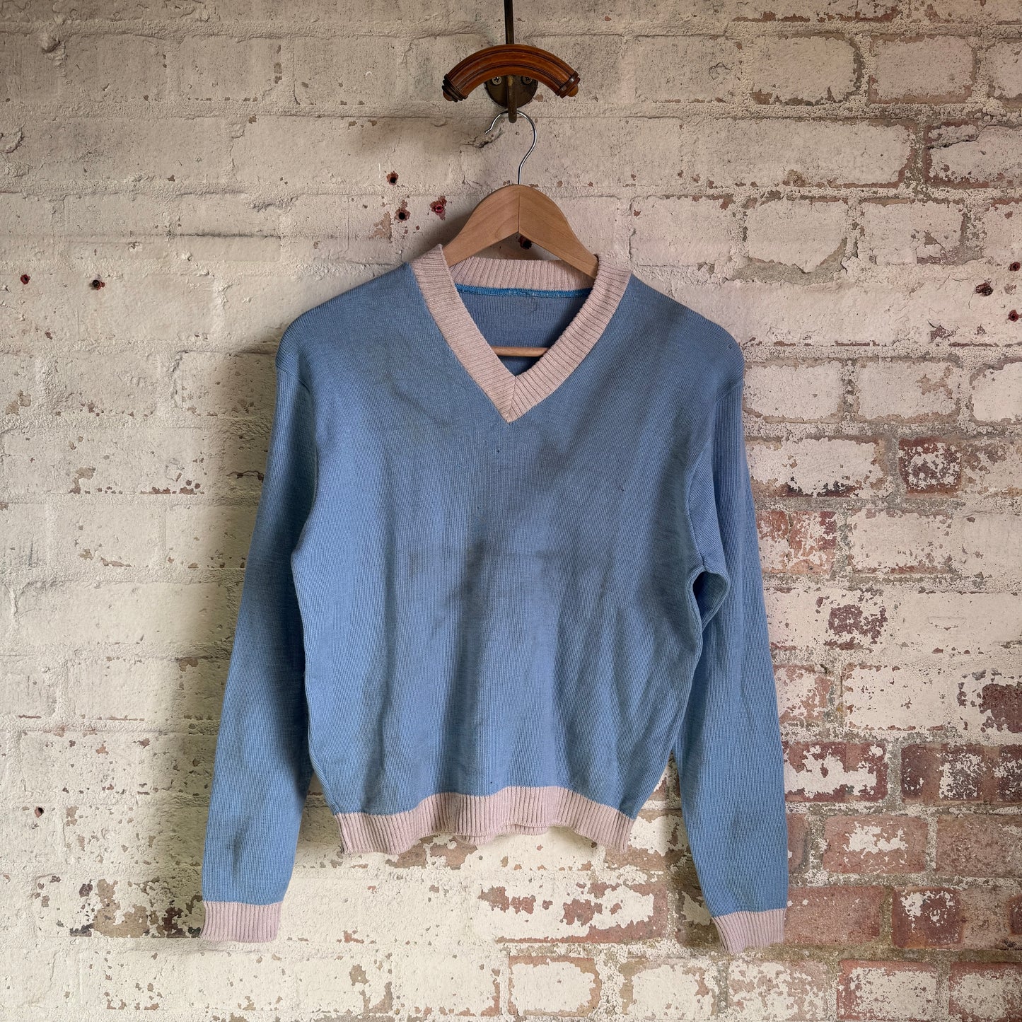 1960s Blue Wool Knitted Jumper