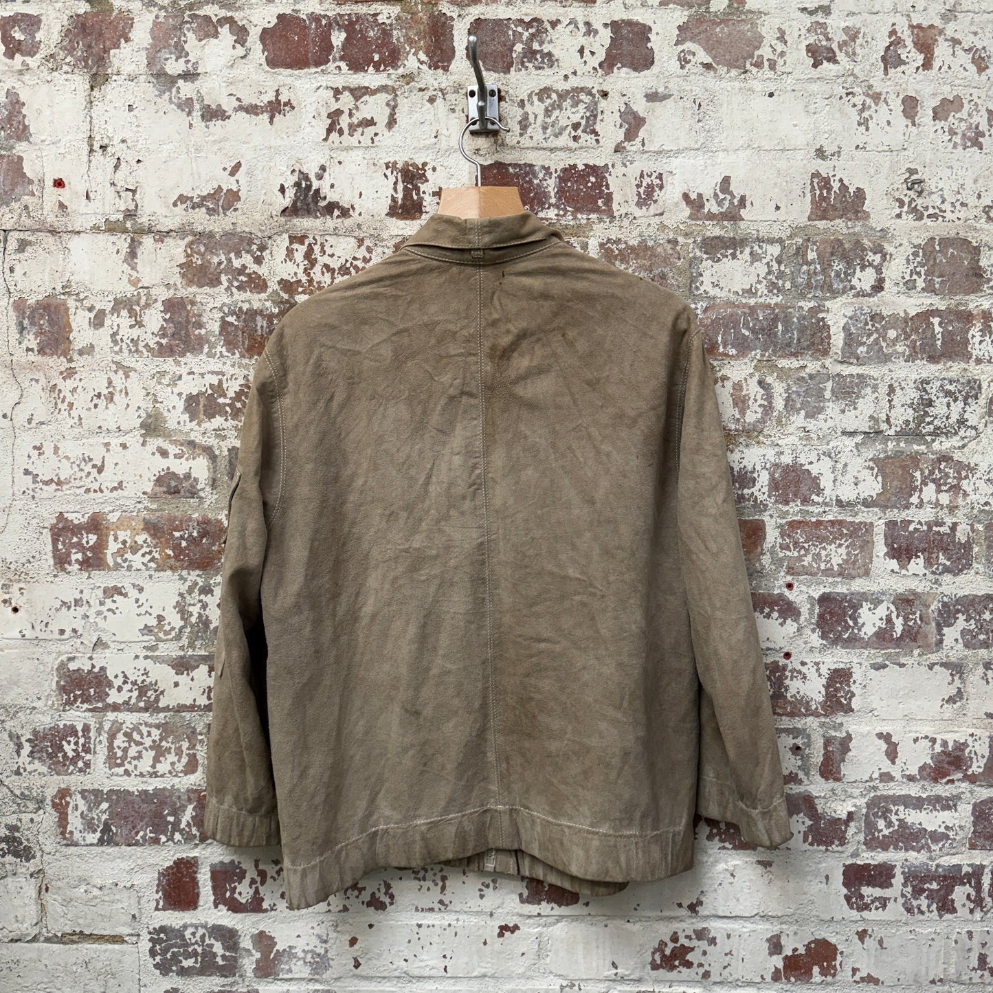 1970s Beige Suede Leather Zip Up Jacket