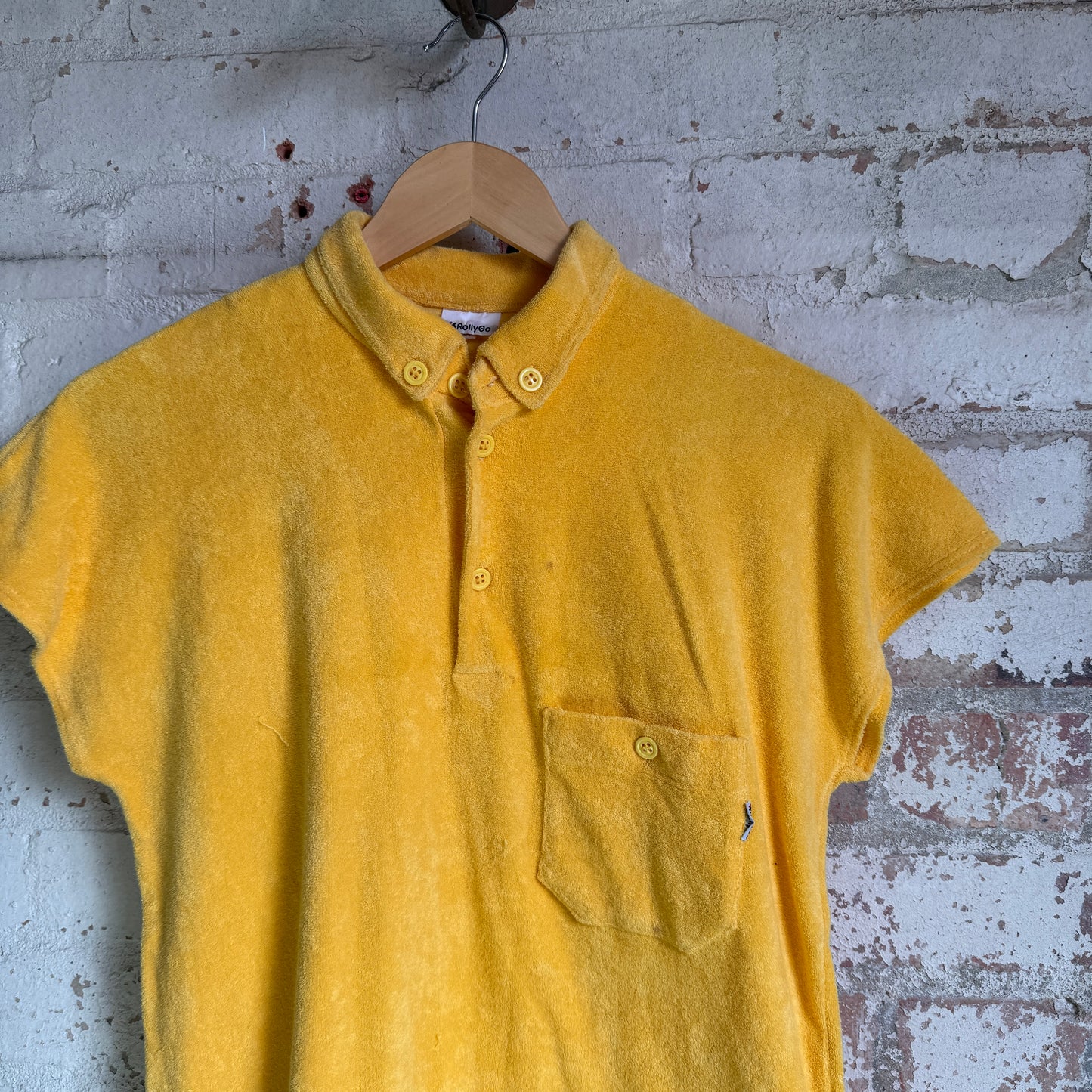 1970s Yellow Towelling Italian Button Shirt