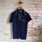 1970s Navy Penguin Dagger Collar Polo Shirt Top