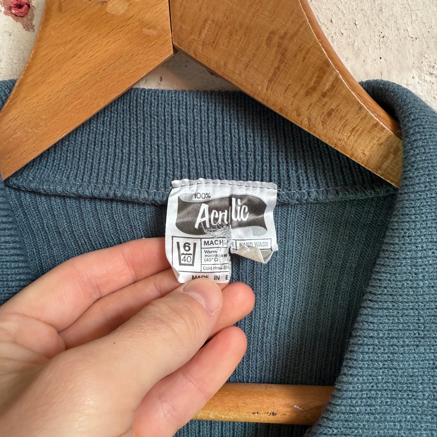 1970s Turquoise Knitted Zip Cardigan Jumper