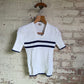 1970s White Knitted Stripe Top