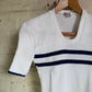 1970s White Knitted Stripe Top