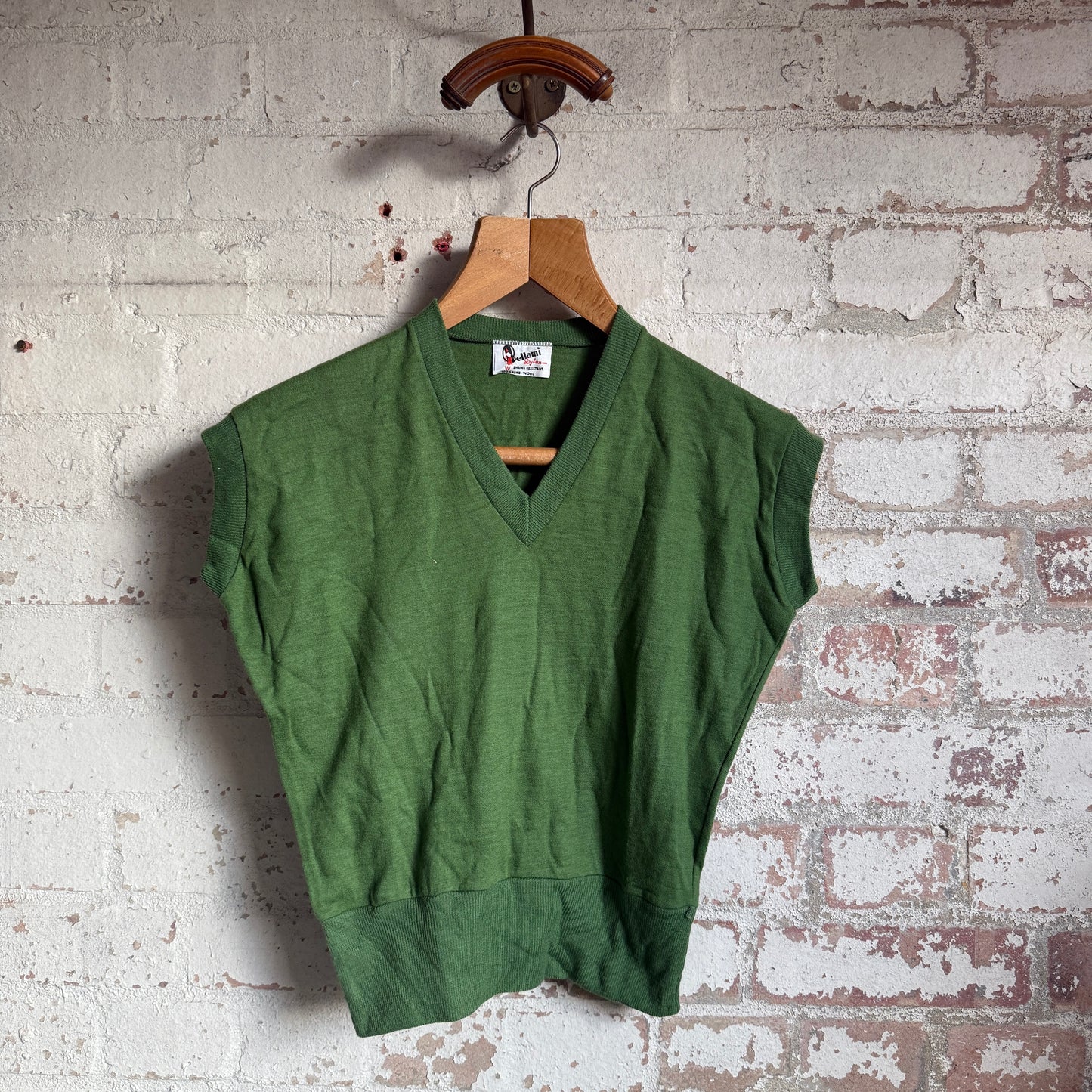 1960s Green Knitted Blouse Top