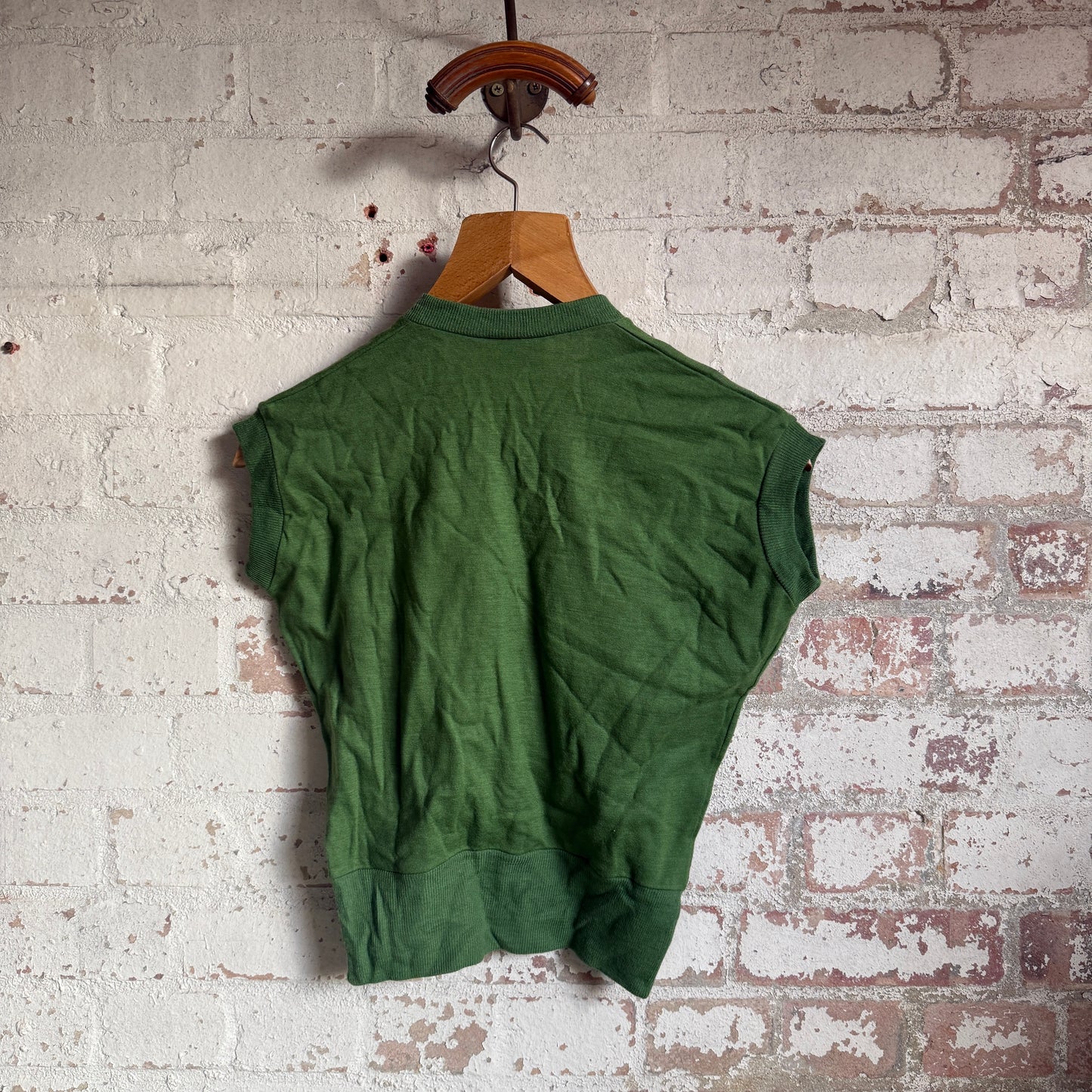 1960s Green Knitted Blouse Top