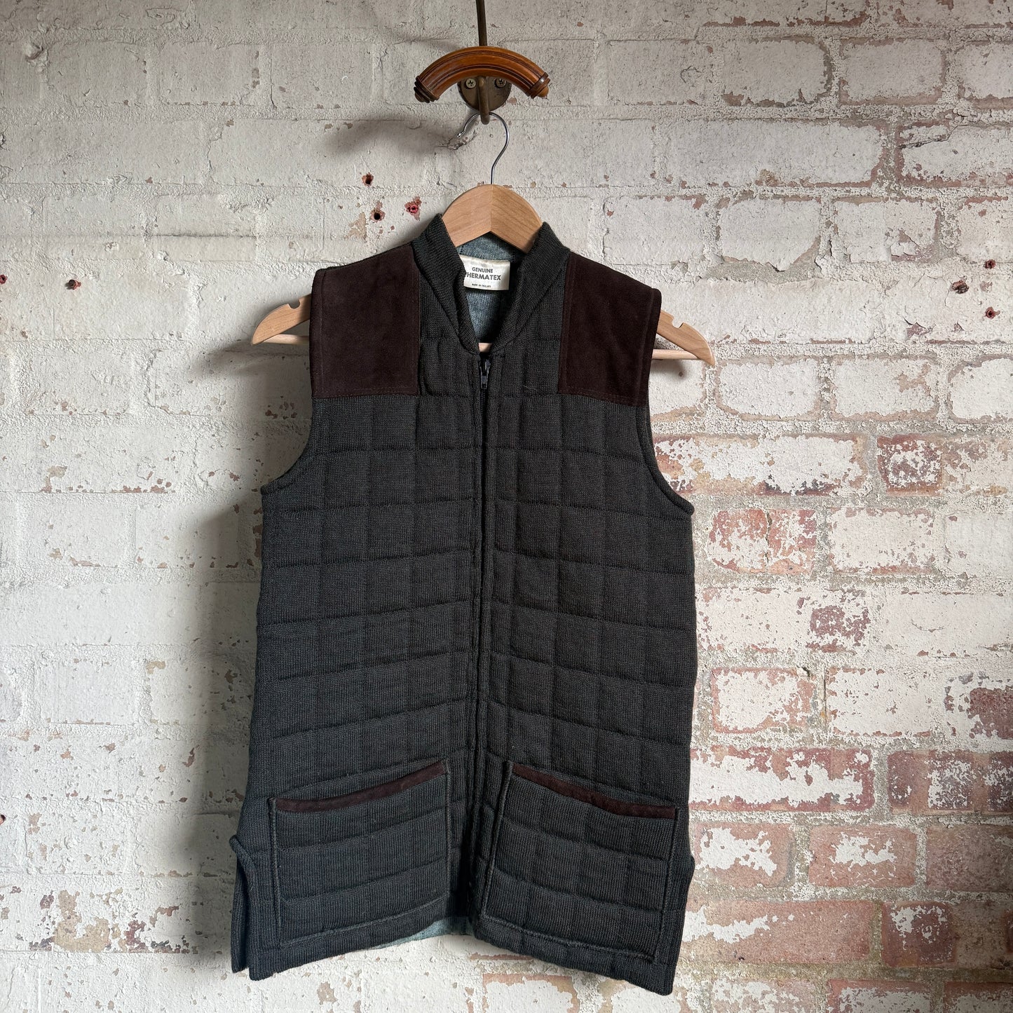 1980s Green Knitted Padded Shooting Gilet
