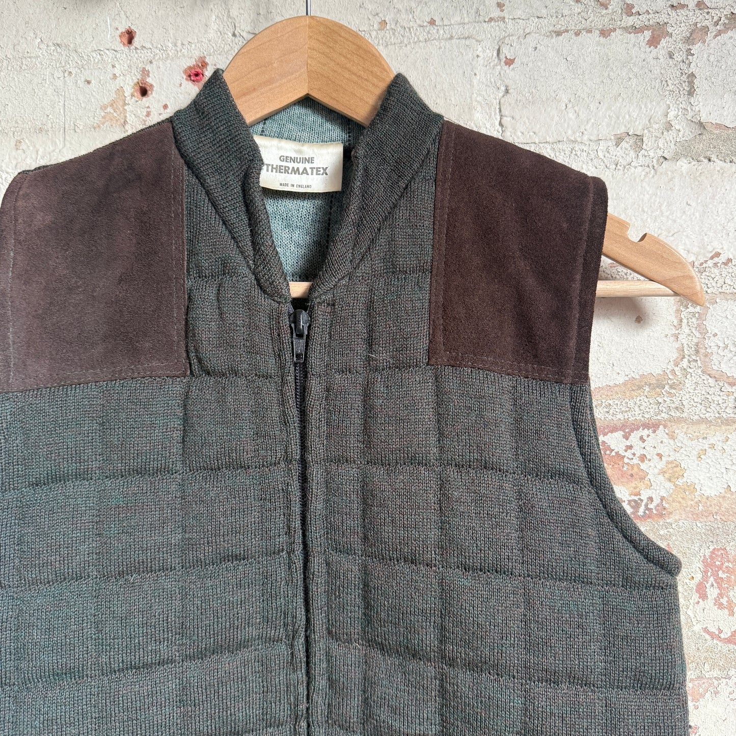 1980s Green Knitted Padded Shooting Gilet