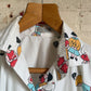 1970s White Unusual Graphic Button Shirt