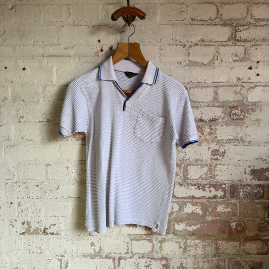 1970s White Timex Unusual British Polo Shirt Top