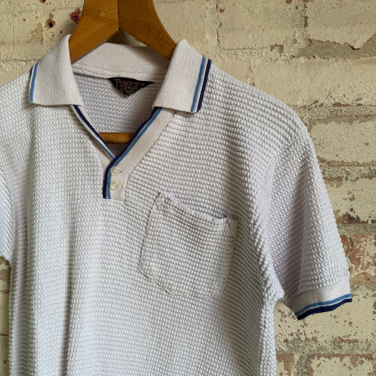 1970s White Timex Unusual British Polo Shirt Top