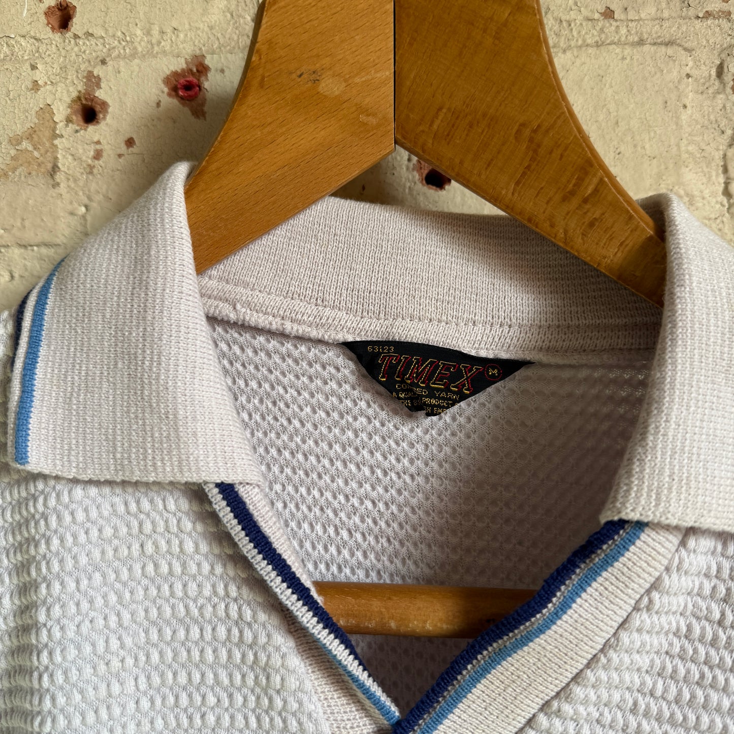 1970s White Timex Unusual British Polo Shirt Top