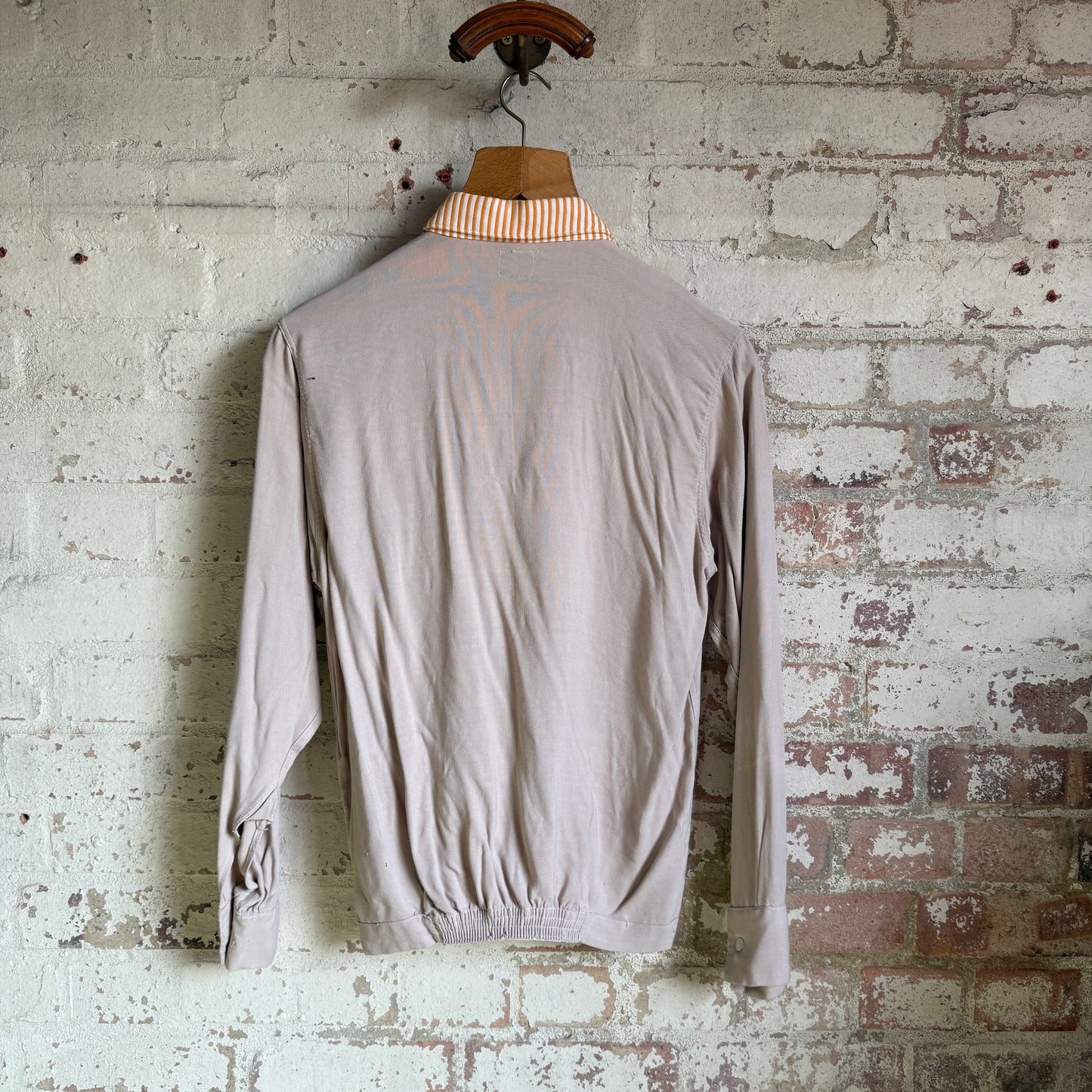 1950s 1960s Beige British Rayon Blouse Shirt