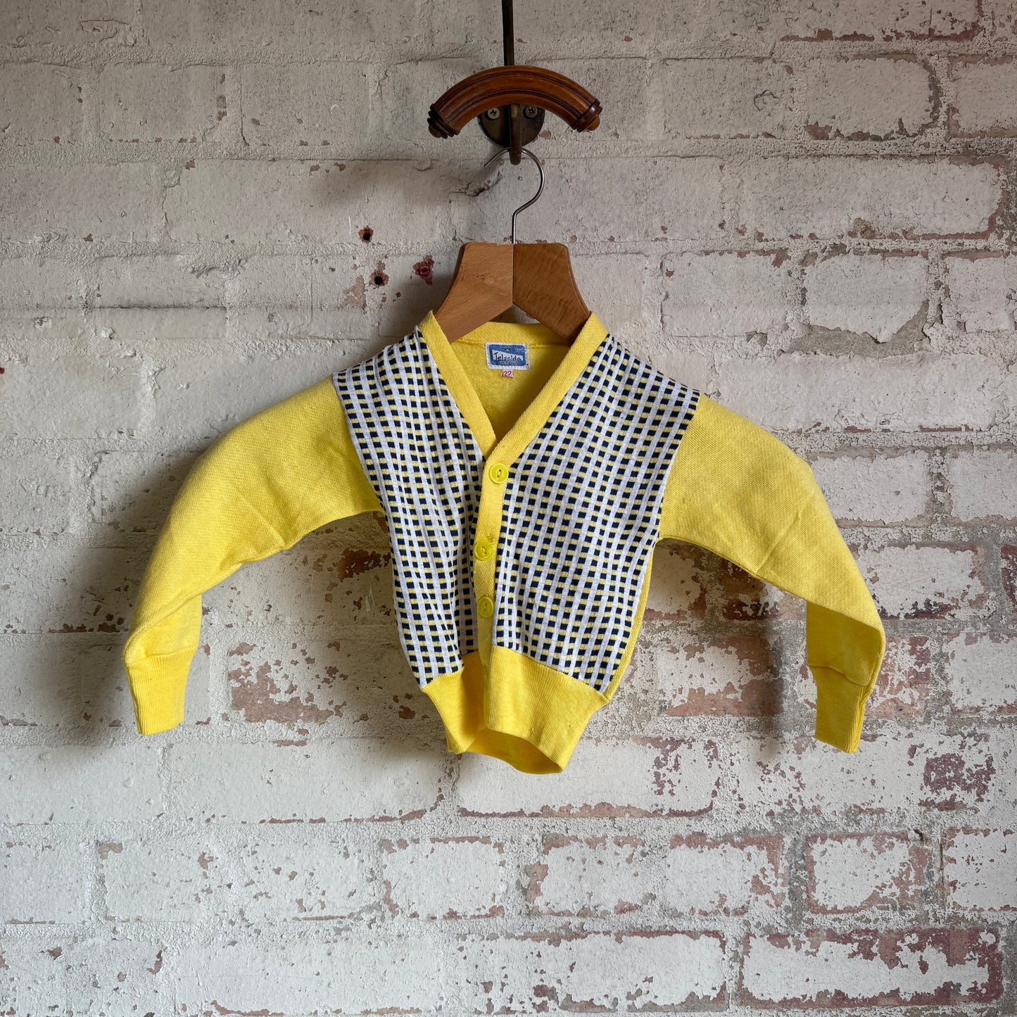 1960s Kids Yellow Unusual Cotton Cardigan