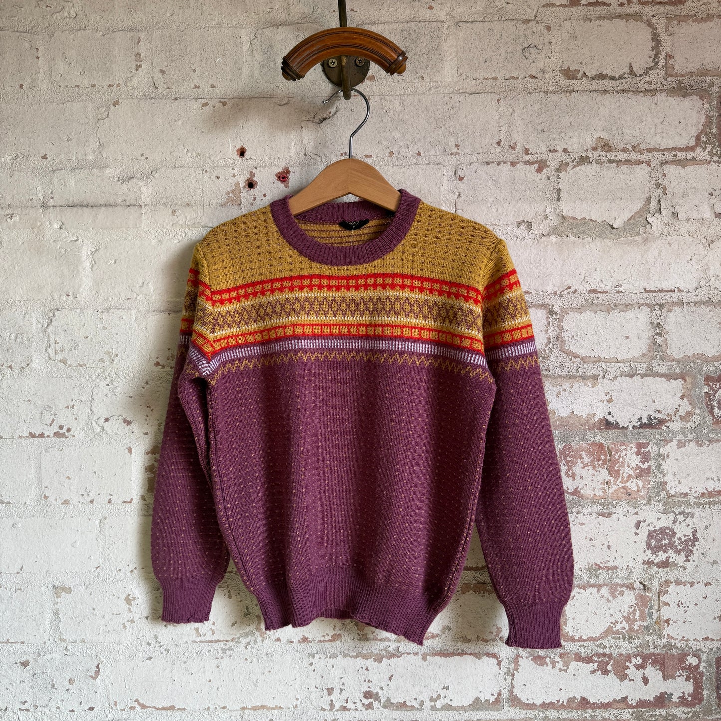 1970s Maroon Striped Knitted Jumper
