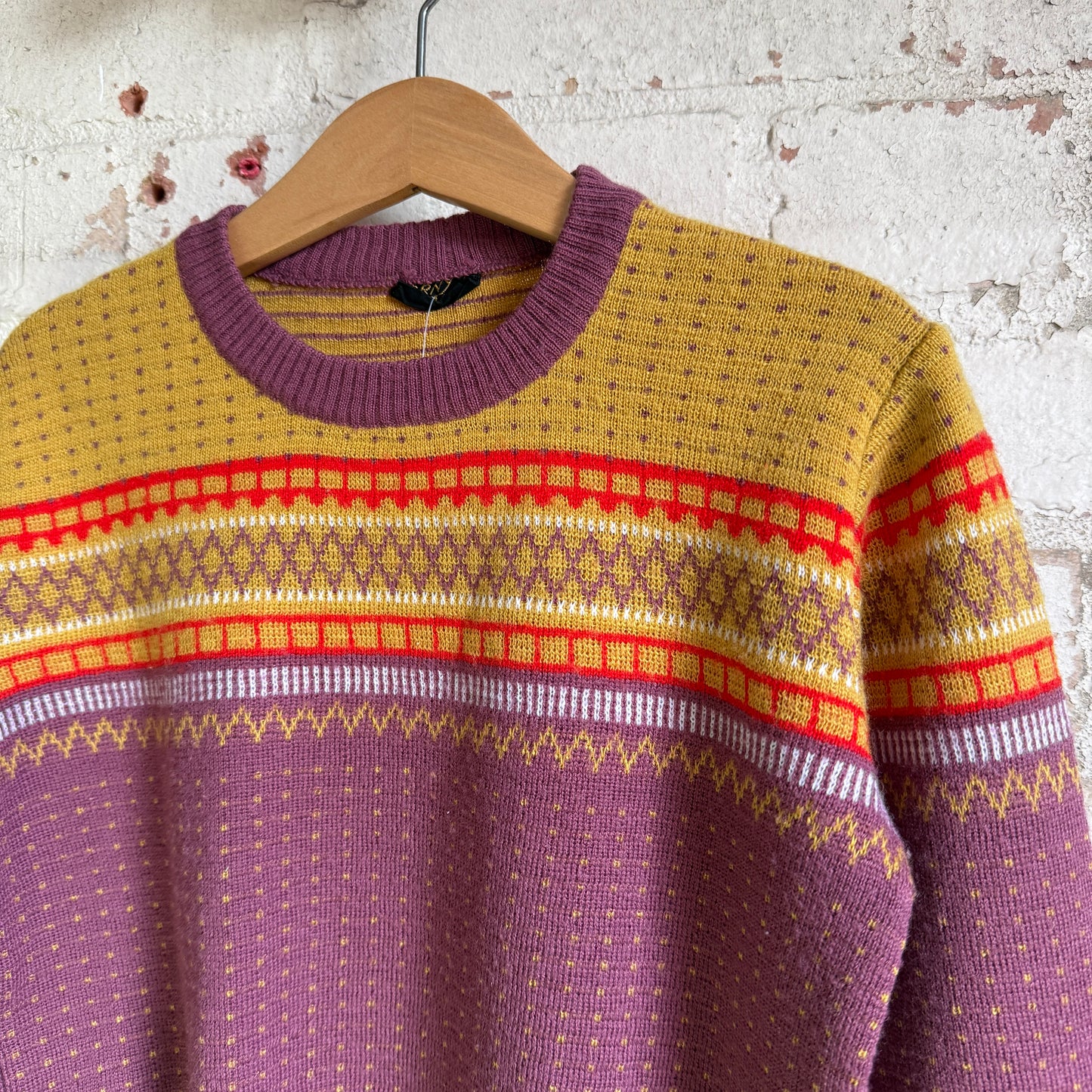 1970s Maroon Striped Knitted Jumper