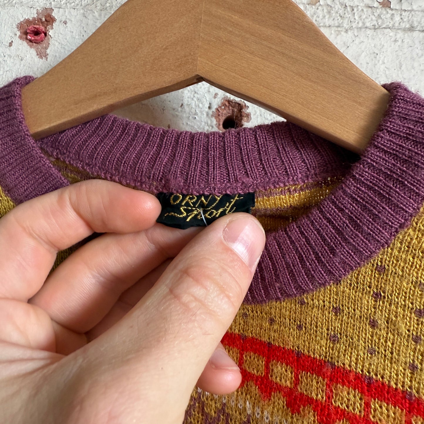 1970s Maroon Striped Knitted Jumper