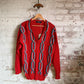 1980s Red Jaeger Chain Print Knitted Jumper