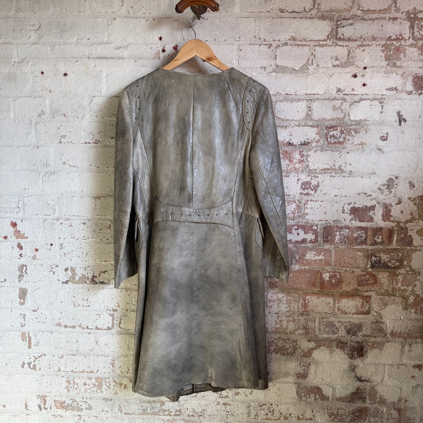 1970s Grey Unusual Leather Sci-fi Long Jacket