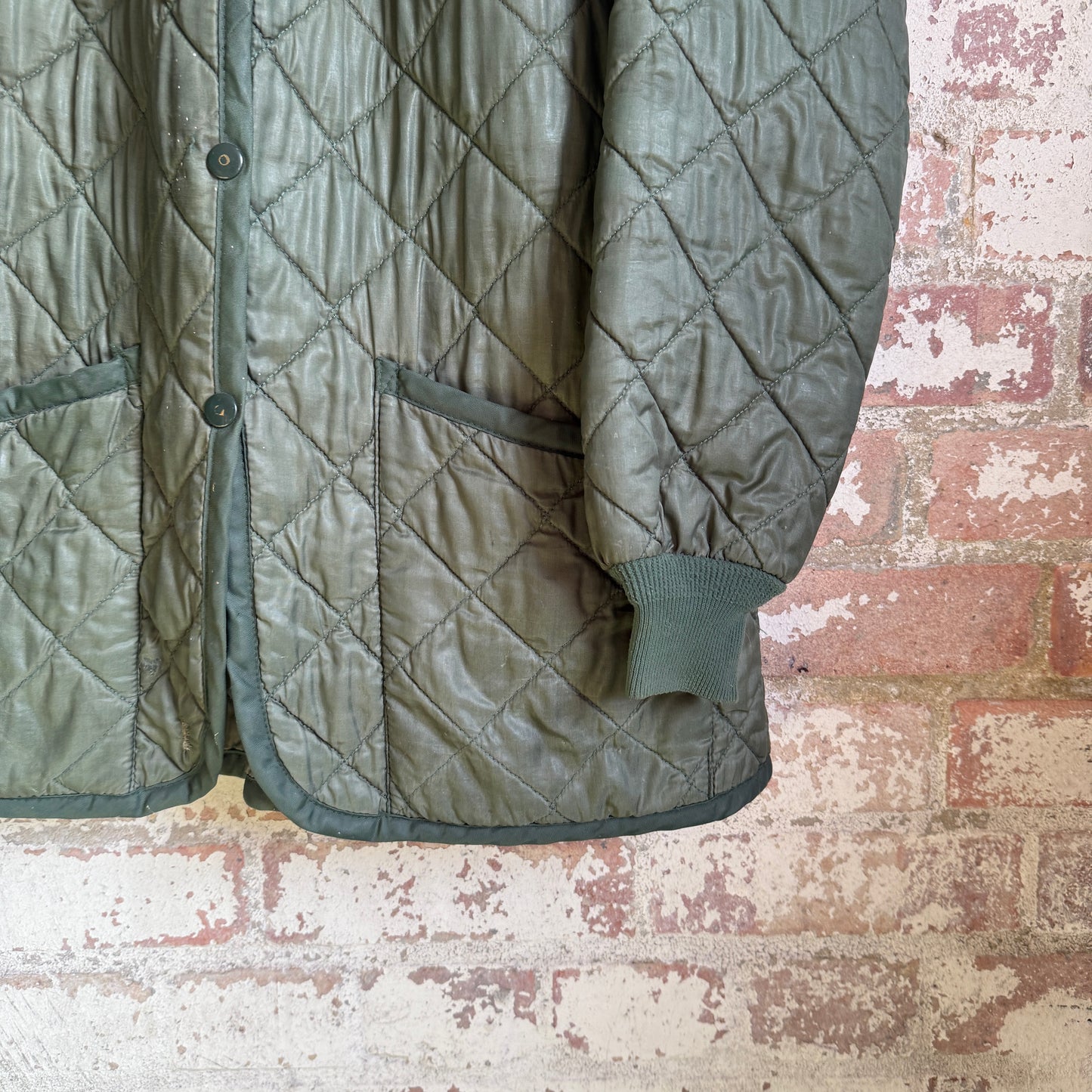 1980s Green Padded Quilted Jacket Coat