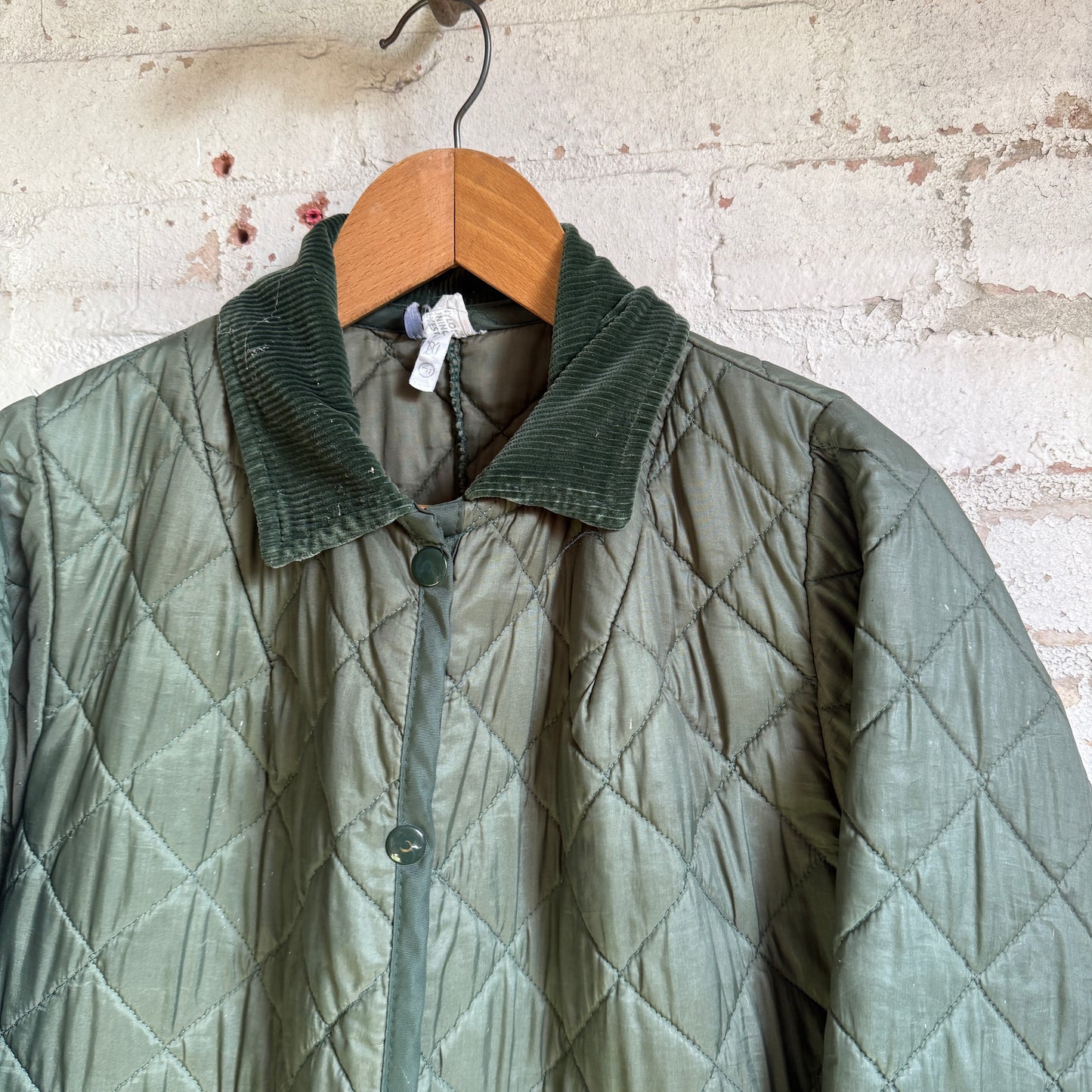 1980s Green Padded Quilted Jacket Coat